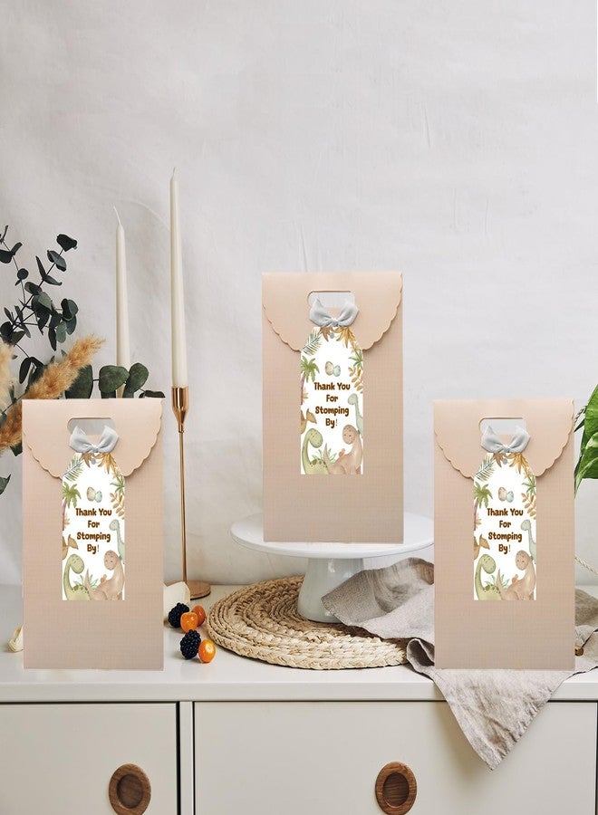 Serencatcher 50pcs Dinosaur Thank You Tags, Boho Dinosaur Baby Shower Decorations Thank You for Stomping by Gift Name Tags with String Beige Color for Dino Roar Birthday Gender Reveal Party Favors - Image 4